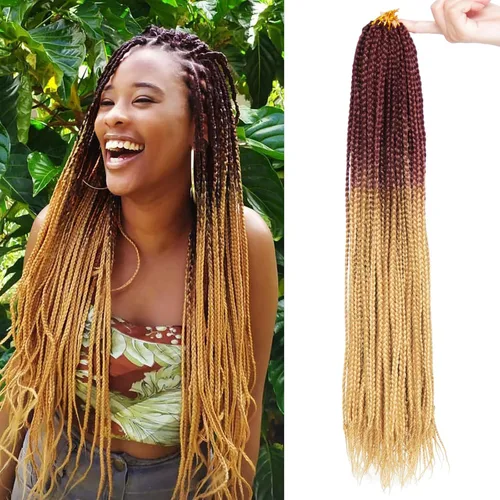 Miniatura 20 de 6 paquetes de trenzas de ganchillo de caja, cabello sintético pre-anillado, trenzas de ganchillo de caja, trenzas de ganchillo de 22 pulgadas