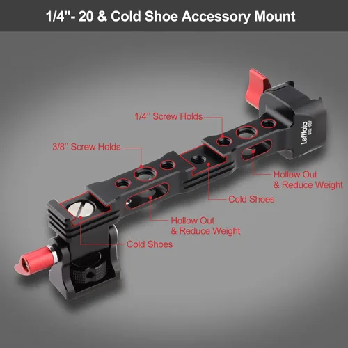 Miniatura 2 de Leftfoto Soporte de monitor de cámara para DJI RS3-mini/RS2/RS3/RS-3pro/RSC2 Gimbal estabilizador Accesorios, con roscas de 1/4 y 3/8, zapata fría