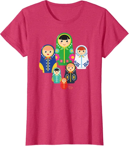 Miniatura 8 de Matryoshka Russian Nesting Dolls, Rusia - Camiseta de regalo, Azul / Patchwork, S