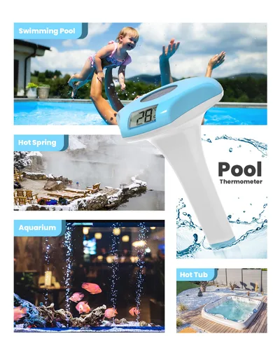 Miniatura 8 de BALDR Termómetro flotante para piscina, termómetro de piscina con energía solar, fácil de leer/usar