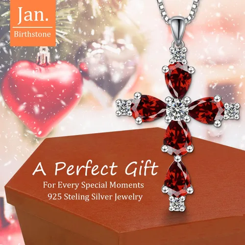 Miniatura 2 de Collar de cruz para mujer, plata de ley 925, joyería religiosa de piedra natal religiosa de Jesús