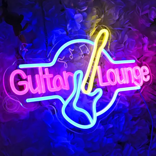 Miniatura 4 de Britrio Letrero de neón de guitarra, decoración de pared, sala de música en vivo, sala de bandas, sala de estar, oficina, dormitorio, hombre, cueva