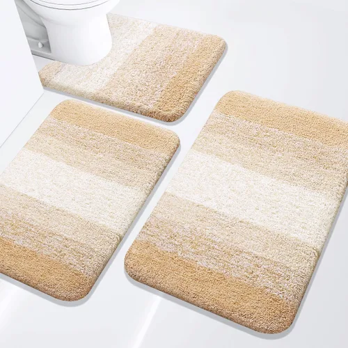 Arotive - Juego de alfombras de baño de 3 piezas, alfombras de baño extra suaves y absorbentes, alfombrillas de baño lavables a máquina y que se
