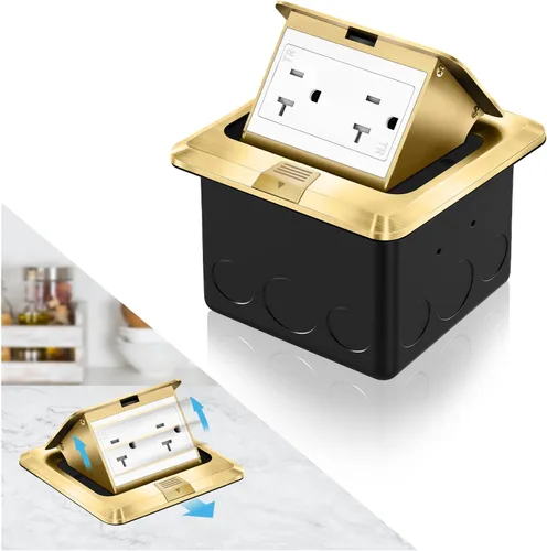 Miniatura 10 de Kit de toma de corriente eléctrica empotrada en el suelo Vagueior, caja de cubierta de toma de corriente eléctrica impermeable, salida GFCI oculta +