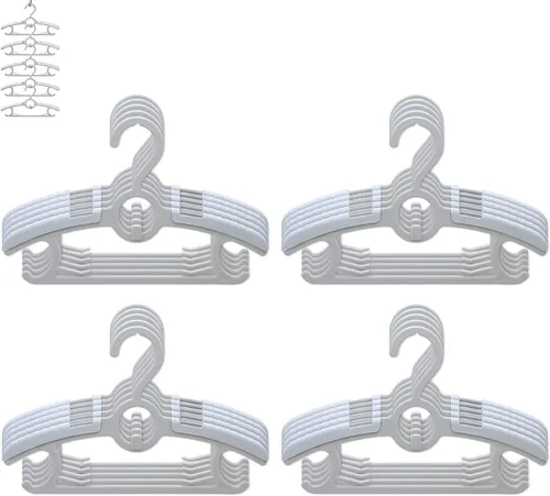 Miniatura 12 de Perchas de guardería para armario de bebé, paquete de 30 perchas ultradelgadas antideslizantes y extensibles para ropa de recién nacido, colgador