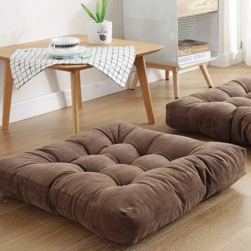 Miniatura 8 de Sexysamba Cojines cuadrados de asiento de suelo de 22" x 22", cojín de yoga suave y grueso, para meditación, puf de pana copetuda, tatami, cojín