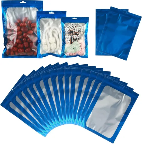 Miniatura 14 de 400 bolsas de Mylar resellables de 4 x 5 pulgadas, color negro, para almacenamiento de alimentos, bolsa resellable de Mylar con ventana transparente
