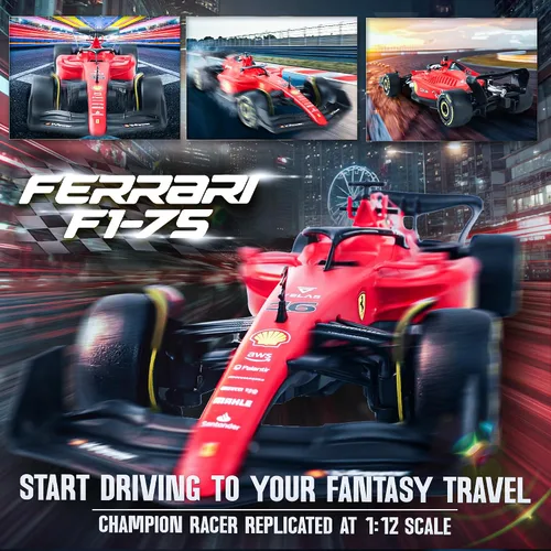 Miniatura 3 de BEZGAR Auto de control remoto Ferrari F1 75 1:12 – Auto de carreras RC de 2.4 GHz con auténtica librea, calcomanías para el cuerpo de bricolaje