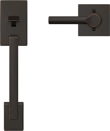 Miniatura 2 de SCHLAGE FE285 CEN 716 BRW COL 16-080 10-027 134 Juego de manijas de entrada frontal interior, tapicería Collins, acabado de bronce envejecido