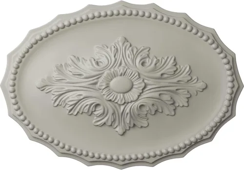 Miniatura 49 de Ekena Millwork CM16OX Medallón de techo Oxford, 16 7/8" W x 11 3/4" H x 1 1/2" P, imprimado en fábrica Imprimación de fábrica.