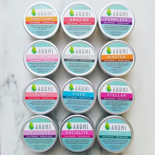 Miniatura 7 de Aromi Perfume sólido Fragancia vegana y libre de crueldad, perfume de tamaño de viaje, regalo de mujer, afrutado, floral, terroso, perfume dulce