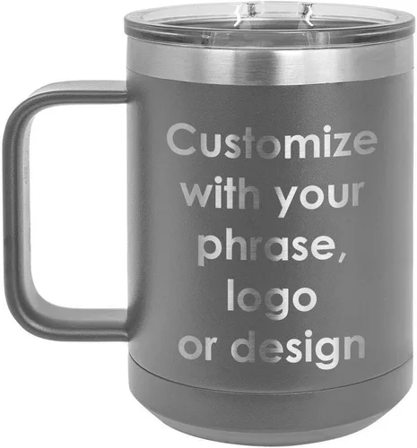 Miniatura 10 de Personalizado Negro 15 oz taza de café w/tapa deslizante superior Añadir su texto personalizado con nombres, frase, diseño o logotipo