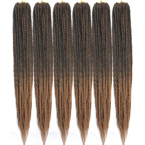 Miniatura 45 de 6 paquetes/lote (14/18/24/30) pulgadas, 0.4 in, 20 hebras por paquete, 3 extensiones de cabello trenzado de ganchillo finas, diámetro 3X