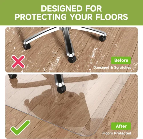 Miniatura 4 de SOONAN Tapete para silla para suelos de madera dura, 36 x 48 pulgadas, tapete transparente para silla de escritorio de oficina, 0.08 pulgadas