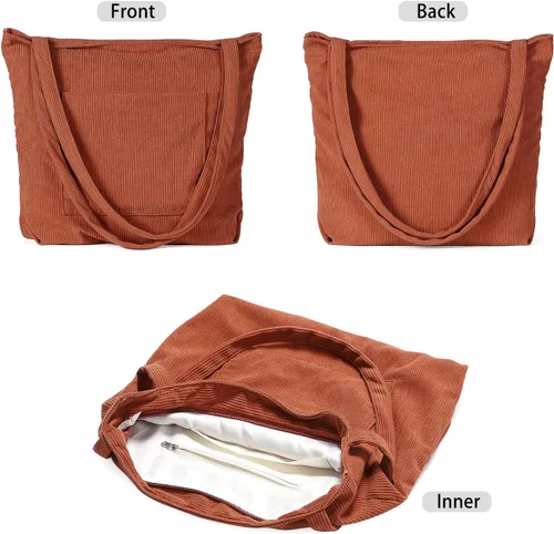 Miniatura 5 de WantGor Bolso de mano de pana para mujeres, bolsos de hombro estilo hobo grandes, bolsos casuales de gran capacidad para compras y trabajo