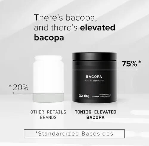 Miniatura 3 de Toniiq Bacopa - Extracto de ultra alta potencia 45:1 con 75% de bacosidos - altamente concentrado - probado en laboratorio de terceros - 90 cápsulas