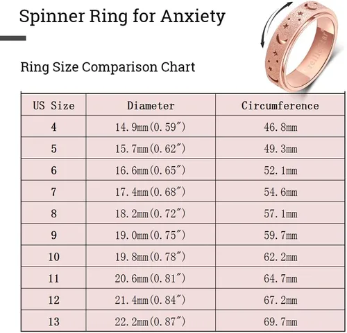 Miniatura 6 de OreilleStar Anillo de ansiedad para mujer, anillo giratorio, juguetes para la ansiedad, para adultos, acero inoxidable Fidit para hombres, banda