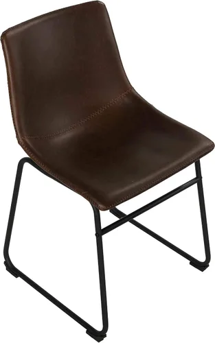 Miniatura 7 de Cortesi Home Casablanca - Silla de comedor de piel sintética marrón envejecida (juego de 2)
