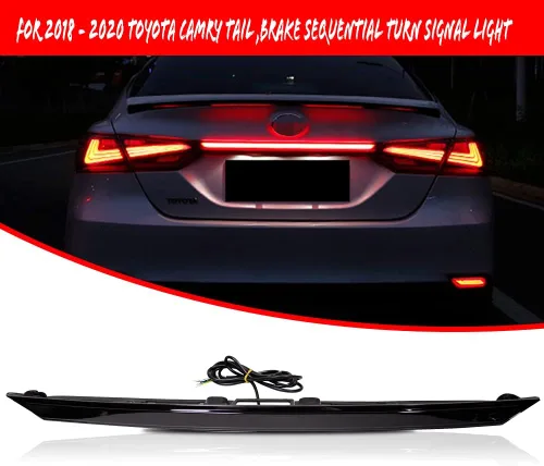 Miniatura 2 de Lente ahumada Lámpara de señal de giro secuencial dinámica LED DRL Luz de freno trasera trasera Barra de maletero compatible con Toyota Camry 2018