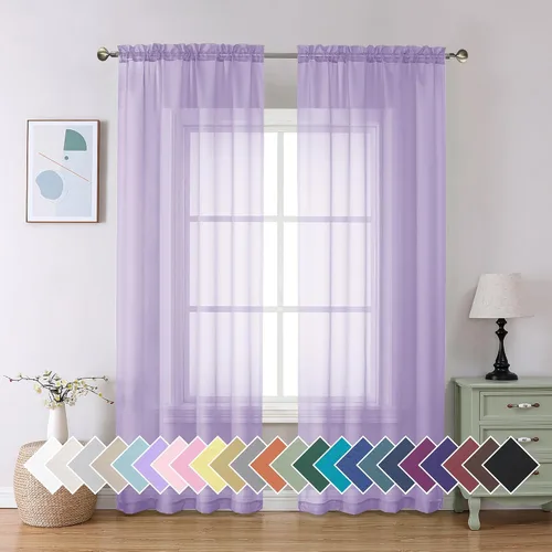Miniatura 218 de Aiyufeng 2 paneles de cenefa transparente negra de 14 pulgadas de largo, cortinas cortas negras transparentes para dormitorio, cortinas de cocina