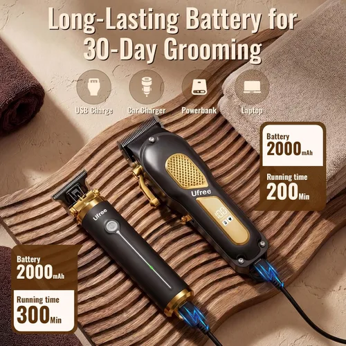 Miniatura 6 de Ufree Juego de cortapelos para hombres, cortapelos y recortadores, cortapelos de peluquería inalámbricos, kit de aseo, regalos para hombres