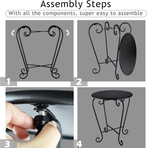 Miniatura 8 de Mesa auxiliar pequeña para patio, mesa auxiliar redonda de metal, resistente a la intemperie, antioxidante, para exteriores, para jardín, porche