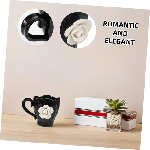 Miniatura 9 de Cabilock Bonita taza de café de cerámica floral con asa, taza de té de viaje irregular para mujer, diseño para té de tarde, Navidad y uso diario