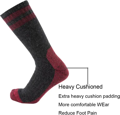 Miniatura 3 de Cerebro Calcetines de lana merino para hombre, calcetines acolchados a media pantorrilla que absorben la humedad, calcetines de senderismo