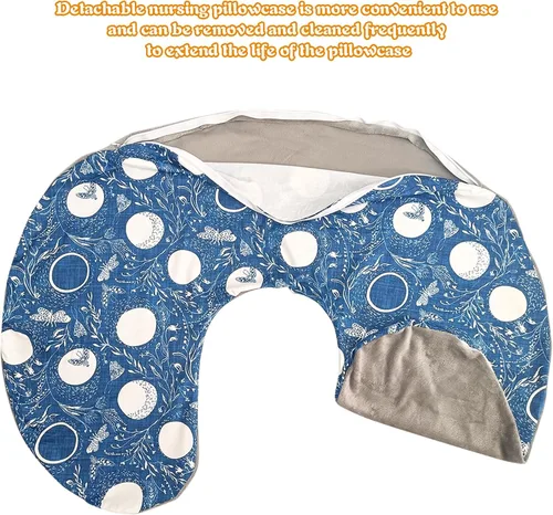 Miniatura 6 de Winmany Funda de almohada de lactancia para bebé, funda de almohada extraíble para lactancia materna, lindo patrón para niñas y niños, funda de Azul