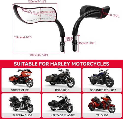 Miniatura 3 de DREAMIZER Mini espejos laterales para motocicleta de 0.315 in compatibles con Harley Sportster Forty Eight Iron 48 72 883 1200 Softail Dyna Electra