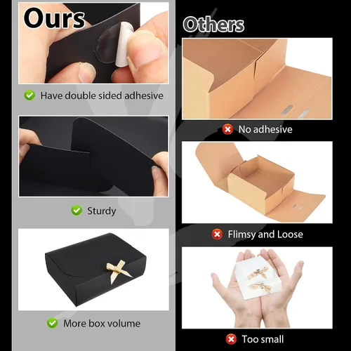 Miniatura 3 de SWANGSA Juego de 11 cajas de regalo negras con tapas, cajas de regalo de papel kraft de 10.6 x 8 x 3 pulgadas para regalos, caja de propuesta