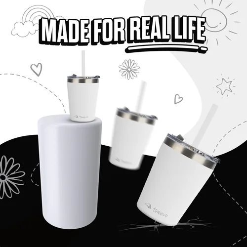 Miniatura 6 de tweevo Vasos para niños pequeños de 1 a 3 años con tapas de rosca, vasos de acero inoxidable para niños con pajitas y tapas, paquete de 2