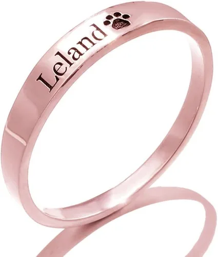 Miniatura 4 de Anillo de plata de ley 925 personalizado con estampado de pata de perro, joyería conmemorativa de pérdida de mascotas Oro