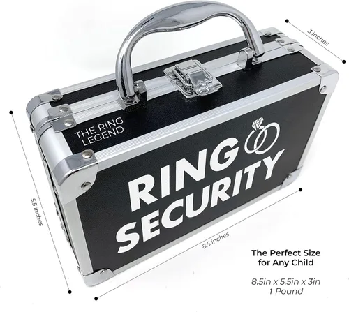 Miniatura 3 de THE RING LEGEND Maletín de seguridad para anillos con ranuras acolchadas para sostener anillos, regalos de portador de anillos, funda de seguridad