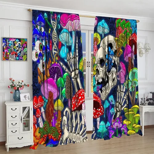 Miniatura 65 de Cortinas góticas de bosque de cuervos, para Halloween, espeluznante, negro, cuervo negro, alas oscuras, suspenso, bolsillo para barra, cortinas