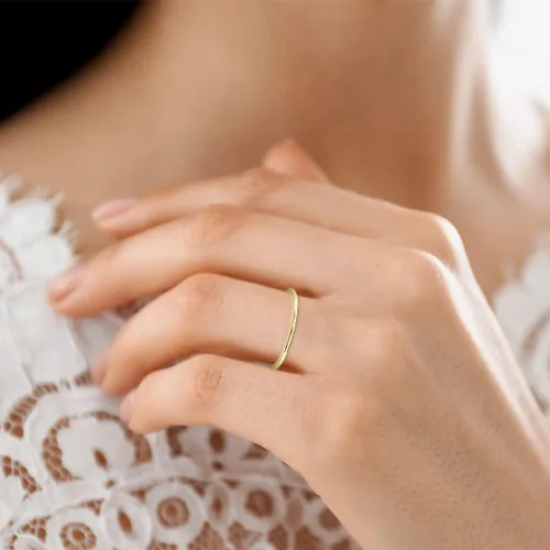 Miniatura 7 de Anillo de boda de 1mm de grosor abovedado en oro amarillo de 14K