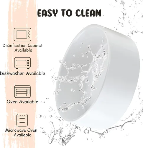 Miniatura 6 de SPUNKYJUNKY Cuenco de cerámica inclinado de 15° para perros y gatos con soporte de madera, cuenco inclinado para comida y agua para bulldog Blanco