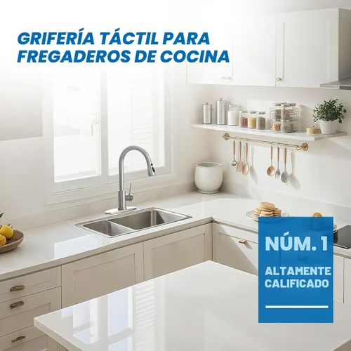Miniatura 9 de WEWE grifo de cocina de una sola manija, de arco alto, extraíble, níquel pulido, grifos para fregaderos de cocina de una sola palanca, de acero