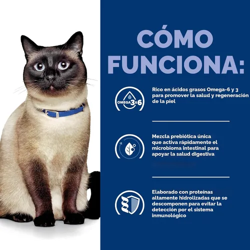 Miniatura 5 de Alimento seco Hill's Prescription Diet z/d para sensibilidades cutáneas/alimentarias hidrolizadas para gatos, dieta veterinaria, bolsa de 4 lb