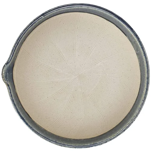 Miniatura 8 de TIKUSAN Juego de mortero y mortero de cerámica Ripple Ridge (Suribachi y Surikogi) con boquilla fabricada en Japón Mino Ware (grande, azul)
