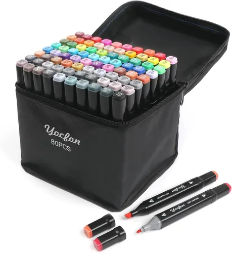 Marcadores de alcohol de 80 colores, marcadores de dibujo de doble punta, juego para adultos, ilustración de boceto, cincel y fino