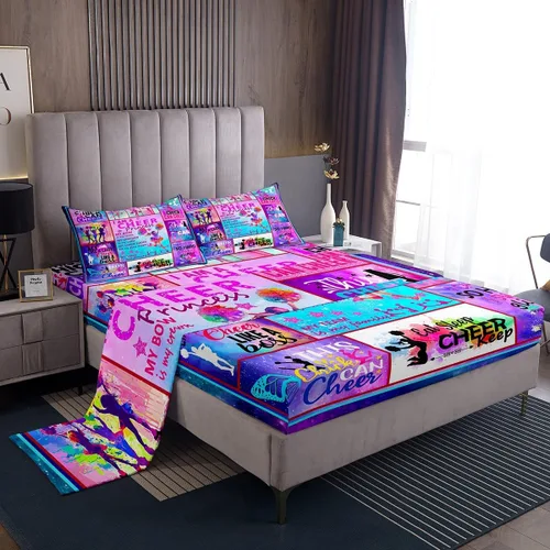 Miniatura 20 de Erosebridal Juego de sábanas para niñas de baile, tamaño individual, sábanas de ballet con purpurina para niños, adolescentes, jóvenes, juego