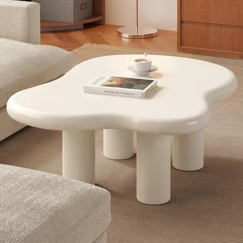 Miniatura 11 de Cloud - Mesa de centro moderna de 35.43 pulgadas con 4 patas, mesas auxiliares de estilo simple, mesas de té irregulares para sala de estar
