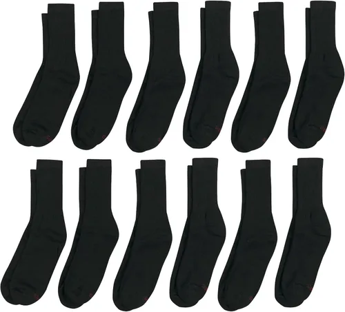 Miniatura 32 de Hanes Calcetines dobles resistentes para hombre, que disipan la humedad del cuello redondo y el tobillo, color blanco y negro, varios paquetes