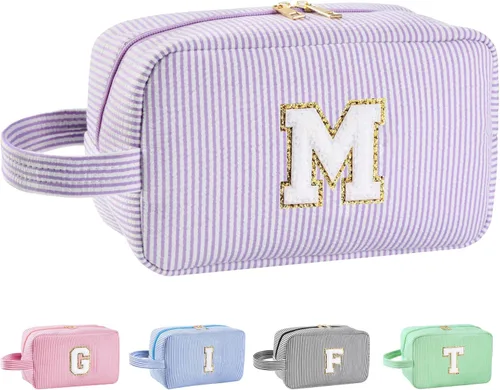 Miniatura 38 de Regalos personalizados para mujeres, bolsa de maquillaje con inicial, bolsa de maquillaje de viaje, bolsa de cosméticos, bolsa de artículos