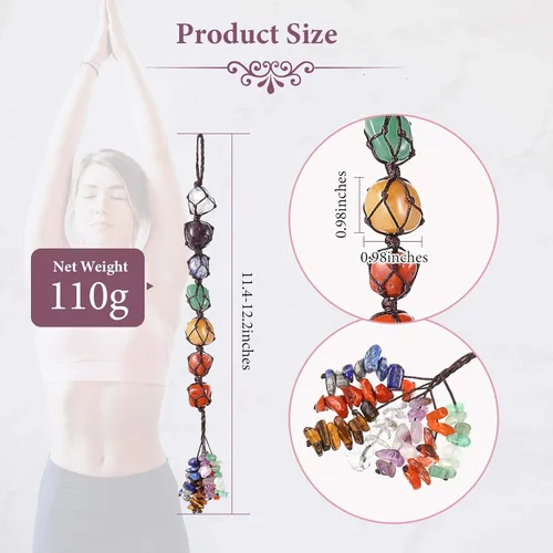 Miniatura 3 de Adorno colgante de 7 piedras preciosas de cristal curativo, decoración de pared interior del hogar, adorno de Feng Shui, decoración de ventana