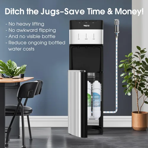 Miniatura 6 de VECYS Enfriador de agua sin botella con filtración de 4 etapas, opciones de agua caliente, fría y habitación, sistema de autolimpieza para el hogar