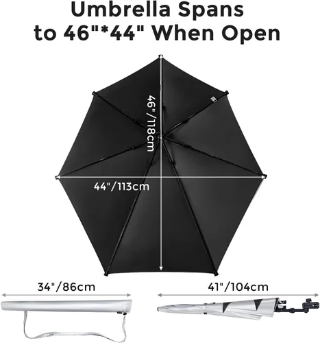 Miniatura 3 de G4Free Sombrilla de playa ajustable UPF 50+ XL con abrazadera universal para silla, cochecito, silla de ruedas, carrito de golf, grada, patio