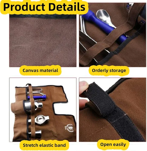 Miniatura 8 de Canvas Bartender Roll - Kit de Mixología Profesional Bolsa - Marrón