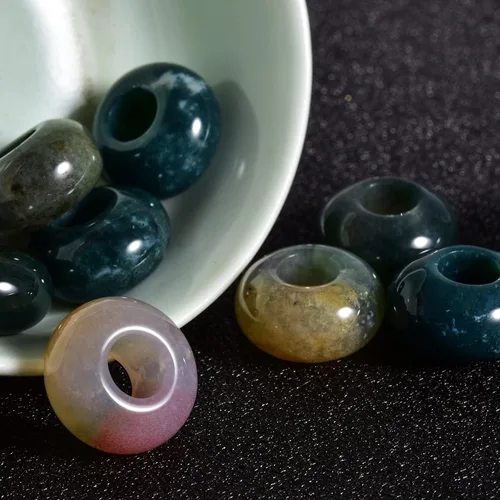Miniatura 22 de Cuentas de piedra natural de agujero grande (0.23 a 0.236 pulgadas) pulidas Rondelle cuentas de piedras preciosas europeas para pulseras de dijes
